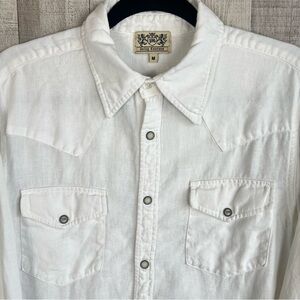 Vintage Y2K Juicy Couture Men's Linen Pearl Snap Up Shirt Size Medium USA
White